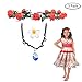 Buufan Girl Sapphire Necklace for Princess Moana Cosplay with Floral Wreath Headband & Flower Hair Clip,MOANA Movie Costume Accessories,Blue Pendant Necklace for Girl Children Birthday Party Dress Up