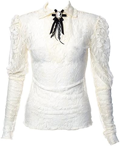 Steampunk Women's Cameo Goth Blouse - Medium, Cream