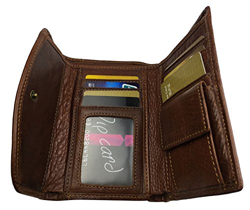 Men's Coffee Genuine Leather Folding multi-function ID or bank Card wallet