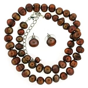 Pearl Freshwater Cultured Chocolate Brown Necklace Strand 6-7mm 17