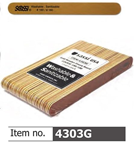 Sassi 180/180 Garnet Wooden Emery Board 50 pieces, Professional, salon , pedicure, manicure, nail art, nail block, sanding paper, emery board, miracle shiner, washable, sanitizable, shiner, buffer, buffer block, cosmetic