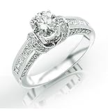 Contemporary Channel Set Princess And Pave Round Cut Diamonds Engagement Ring with a 0.75 Carat D-F SI2-SI3 Appraised Center Stone and 0.9 Carats of Side Diamonds (1.65 Cttw)
