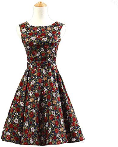 Miss Hollywood Vintage Rockabilly Floral Print 50s Pinup Party Swing Dress