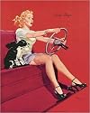 Posters: Vintage Poster Reproduction - Panneau De Stop, Femme Au Volant (50 x 40 cm)