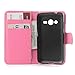 Yakamoz PU Leather Pink Sakura Wallet Folio Case Cover with Credit Card Slots for Samsung Galaxy Ace 4 G313h with Free Screen Protector & Stylus Pen