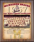 Milwaukee Braves 1957 World Series MLB Baseball 11x13 Healy Wall Plaque with Walnut Finish Backing