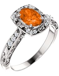 18K White Gold 7.00x5.00mm Oval Cut Madeira Citrine and Diamond Ring -- LIFETIME WARRANTY