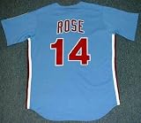PETE ROSE Philadelphia Phillies 1980 Majestic Cooperstown Throwback Away Baseball Jersey, LARGE