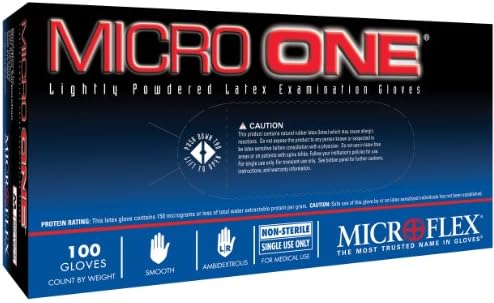 Microflex MO150L Lightly Powdered Micro-One Latex Glove Size Large, 100 Box