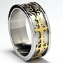 8MM Gold Plated Eternity Cross Stainless Steel Ring Sizes 8 to 12