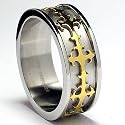 8MM Gold Plated Eternity Cross Stainless Steel Ring Sizes 8 to 12