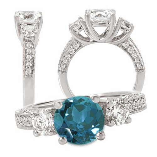 18k Chatham created 8mm round alexandrite engagement 