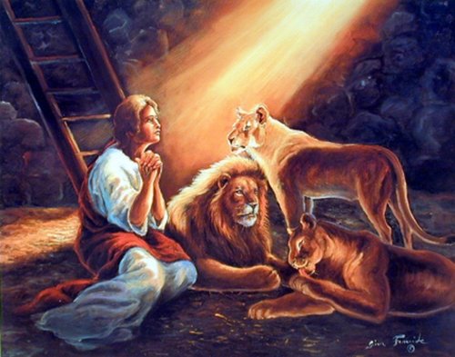 Daniel in the Lions Den Relgious & Spiritual Jesus Wall Decor Art Print Poster (16x20)