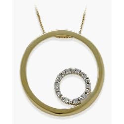 10 Karat Two-Tone Gold Diamond Circle Pendant with 20" chain