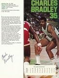 Charles Bradley Signed 1981 Boston Celtics Yearbook Photo Page - Autographed NBA Magazines