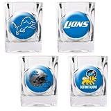 NFL Detroit Lions Four Piece Square Shot Glass Set (Individual Logos)