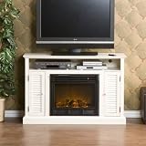 SEI Antebellum Media Console with Electric Fireplace, Antique White