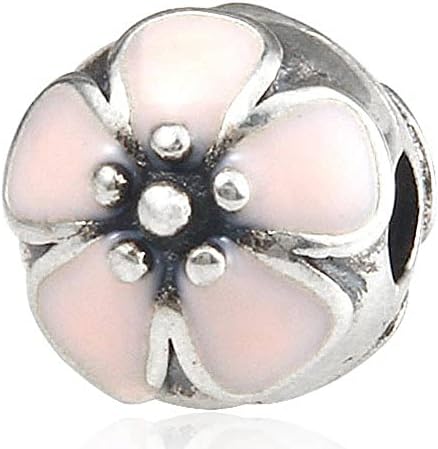 Charmstar Cherry Blossom Clip Charm Authentic Sterling Silver Stunning Enamel Sakura Stopper Lock Beads Compatible Eouropean Brand Bracelet (Pink)