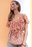 Jessica London Plus Size Print Blouse with Ruffles