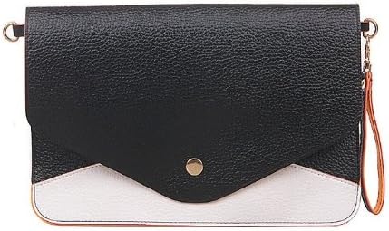 Retro candy colored envelope chain should bag clutch purse handbags(black)