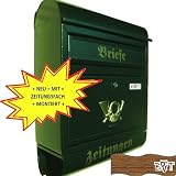 NEU Briefkasten RD XXL gr�n dunkelgr�n moosgr�n mit Zeitungsrolle montiert Postkasten Post rundvon "BTV"