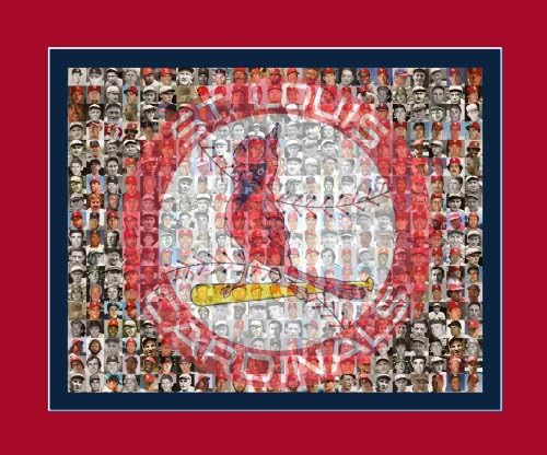 MLB St. Louis Cardinals Player Mosaic Photo Art, Designed Using the Greatest Cardinal Players of All Time. 8x10" Matted