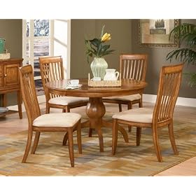 5pc Laurel Heights Collection Solid Wood Round Dining Table and Chairs Set by visiondecor Furniture