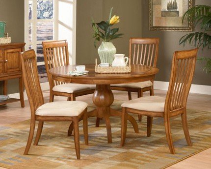 5pc Laurel Heights Collection Solid Wood Round Dining Table And Chairs Set