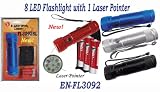 2-in-1 Super-Bright 8-LED Flashlight Laser Pointer - Crimson Red