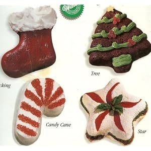 Wilton Cake Pans: 4 Holiday Mini Singles Cupcake Muffin Pan Molds ~ Stocking, Tree, Candy Cane and... by