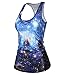 Amoluv Hot Women Blue Galaxy Printed Sleeveless T Shirt Vest Tank Tops