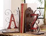 Set of 2 Decorative Brown Scroll Alphabet Bookends
