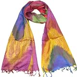 Silk Scarf - Women's luxurious rainbow paisley silk scarves - Colourful silk pashmina - ladies shawl