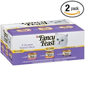 Fancy Feast Gourmet Cat Food Three Flavor Variety, 12-Count (Pack of 2)