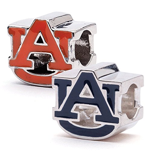 Auburn Tigers AU Logo Bead Charms - Set of 2 (Orange & Blue) - Fits Pandora & Others