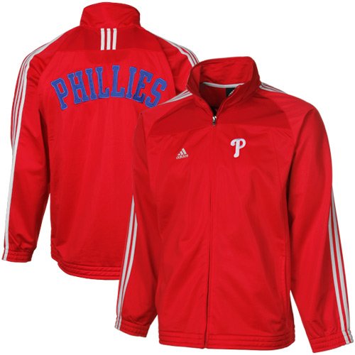 adidas Philadelphia Phillies Youth 3-Stripe Finished Full Zip Track Jacket - Red (Large)