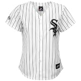 MLB Women's Chicago White Sox A.J. Pierzynski White/Black Pinstripe Home Short Sleeve 5 Button Synthetic Replica Baseball Jersey  (White/Black Pinstripe, Small)