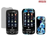 Samsung Reality U820 Combo Blue Flower Protective Case Faceplate Cover + LC ....