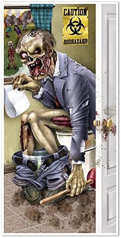 HALLOWEEN Walking Dead Party ZOMBIE RESTROOM Bathroom DOOR COVER Decoration Prop