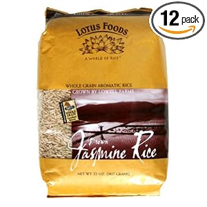 Lotus Foods Organic Brown Jasmine Rice, 32 Ounce Bags (Pack of 12)