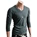 Doublju Mens Casual Single Color V neck T-shirt (056D)