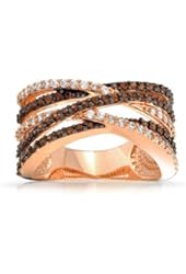 Bling Jewelry Criss Cross Rose Gold Plated Pave Clear and Coffee CZ Ring