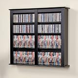 Black Double-Width Wall Mount Media Storage Rack MultiMedia Collection by Prepac Furniture - BFW-034