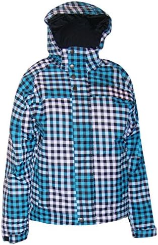 Iceburg Girls Youth Ski Jacket Coat Plaid Pink or Teal S-XL 7-18 (L 14/16, Teal Black Plaid)