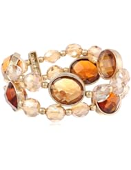 Napier "Shimmery Shine" Gold-Tone Multi-Colored Double Stretch Bracelet, 2.25"