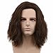 Karlery Men Fluffy Short Curly Brown Wig Halloween Cosplay Wig Anime Costume Wig (1)