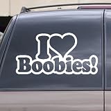 I Love Boobies Vinyl Decal Sticker 6" White Car Truck Laptop Window Heart
