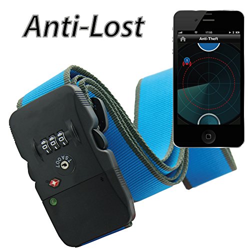 WiTbelt K200 Bright Blue Bluetooth Smart enabled Luggage Straps with Combination Lock TSA approved Anti-theft for iPhone5S, iPhone6, iPhone6S