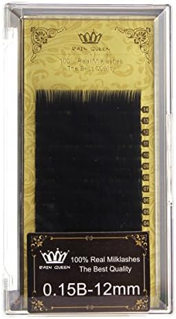 RAIN QUEEN Natural Eyelash Extension Mink B Curl Lashes 0.15*12mm 1 Size 1 Tray