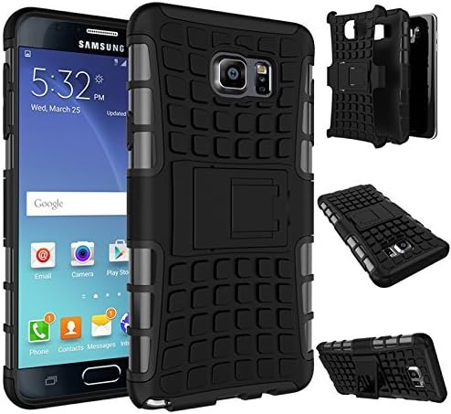 [2015 Release]Galaxy Note5 Case,VINDVIN Heavy Duty Tough Rugged Dual Layer Case with Built-in Kickstand,TANK Slim Fit Dual Layer Hybrid Armor Protective Cover for Samsung Galaxy Note5(Black/Black)
